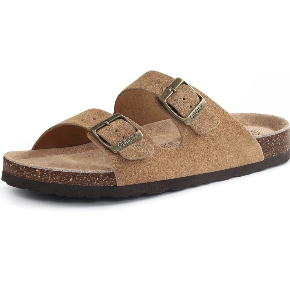New Odoly Tan Suede Sandals Sz 7.5 / 38